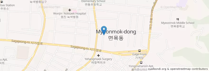 Mapa de ubicacion de 시크릿버거 en 대한민국, 서울, 중랑구, 면목3·8동.