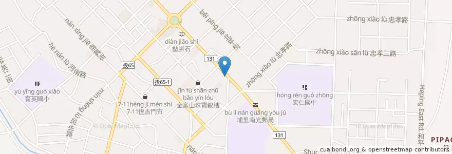 Mapa de ubicacion de 八方雲集 en 台湾, 台湾省, 南投県, 埔里鎮.