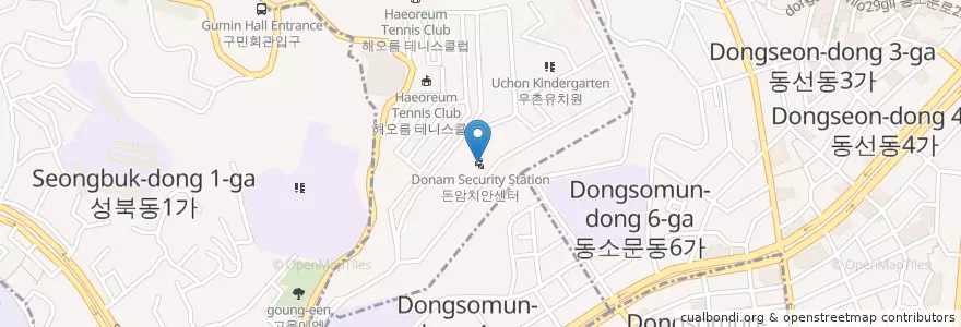 Mapa de ubicacion de 돈암치안센터 en 대한민국, 서울, 성북구.