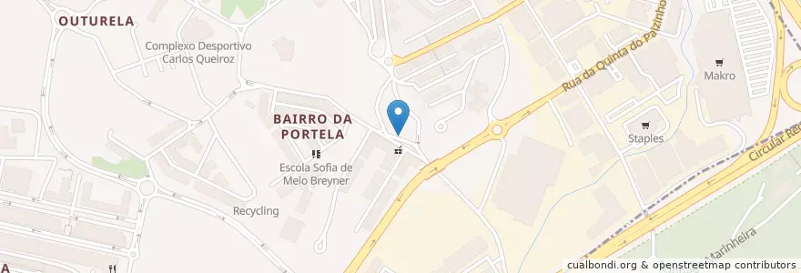 Mapa de ubicacion de Churrasqueira Dom Xurras en Portugal, Área Metropolitana De Lisboa, Lisboa, Grande Lisboa, Oeiras, Carnaxide E Queijas.