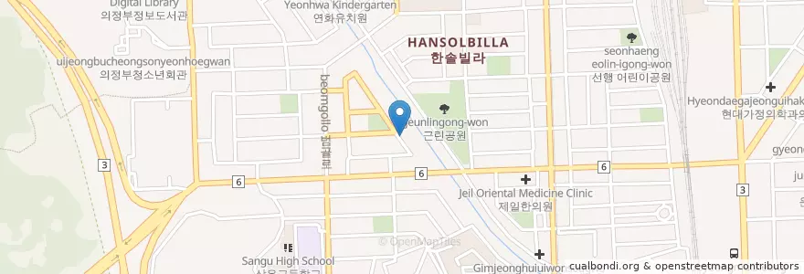 Mapa de ubicacion de 경기사랑교회 en Coreia Do Sul, Gyeonggi, 의정부시.