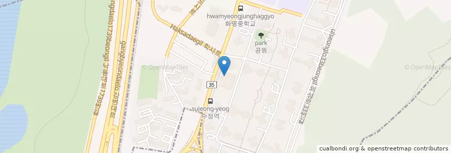 Mapa de ubicacion de 부산은행 en 대한민국, 부산, 북구, 덕천동, 화명동.