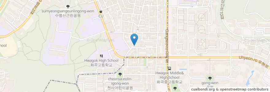 Mapa de ubicacion de BHC치킨 en 大韓民国, ソウル, 江西区, 발산1동.