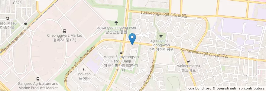 Mapa de ubicacion de 고봉민김밥 en 대한민국, 서울, 강서구, 발산1동.