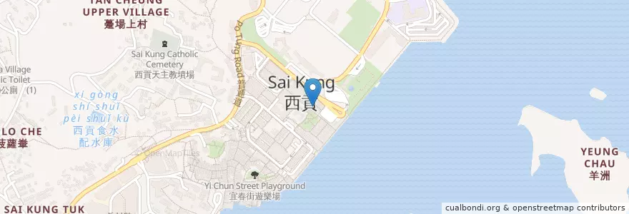 Mapa de ubicacion de 松記車仔麵 en China, Guangdong, Hongkong, New Territories, 西貢區 Sai Kung District.