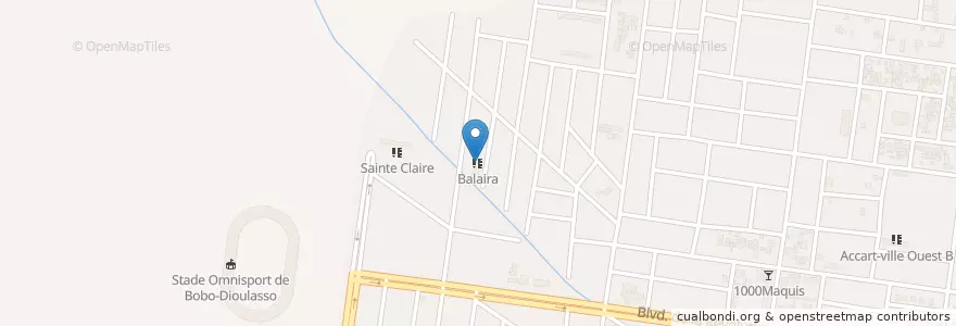 Mapa de ubicacion de Balaira en Burkina Faso, Hauts-Bassins, Houet.