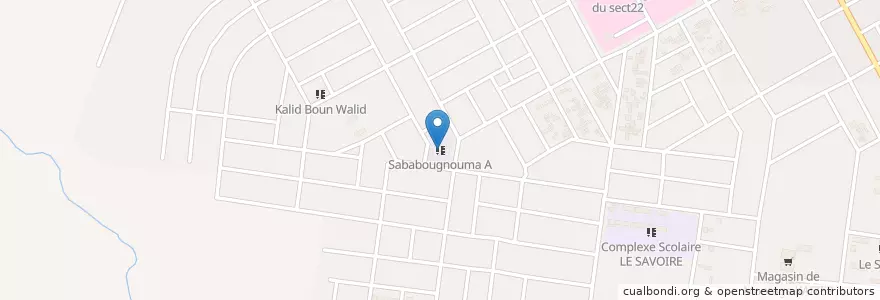 Mapa de ubicacion de Sababougnouma A en Burkina Faso, Hauts-Bassins, Houet.