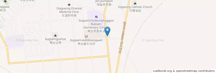 Mapa de ubicacion de 북삼새마을금고 본점 en Zuid-Korea, Gyeongsangbuk-Do, 칠곡군.