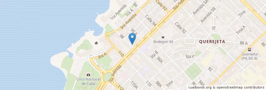 Mapa de ubicacion de El Pingüino en キューバ, La Habana, Playa.