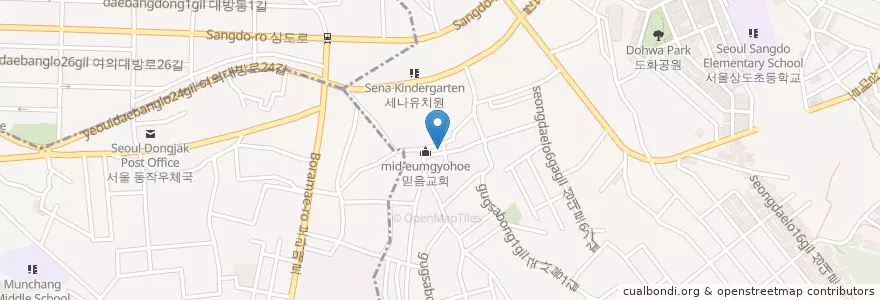 Mapa de ubicacion de 모든삐아제 어린이집 en 대한민국, 서울, 동작구, 상도3동.