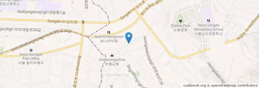 Mapa de ubicacion de 상원교회 en 韩国/南韓, 首尔, 銅雀區, 상도3동.