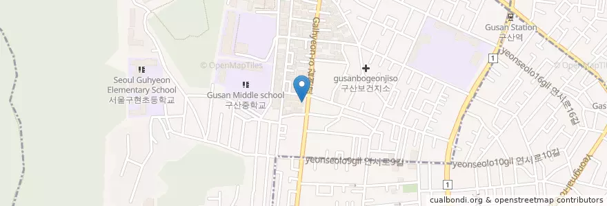 Mapa de ubicacion de 중화요리 태산 en Coreia Do Sul, Seul, 은평구, 구산동.