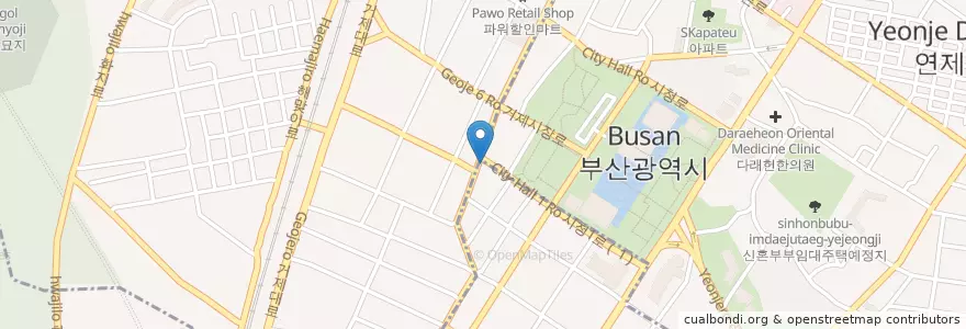 Mapa de ubicacion de 최가네 엄마돼지국밥 en Zuid-Korea, Busan, 연제구, 거제동.