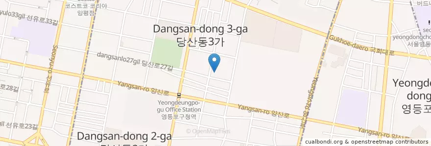 Mapa de ubicacion de 당산동 성당 en 大韓民国, ソウル, 永登浦区, 당산1동.