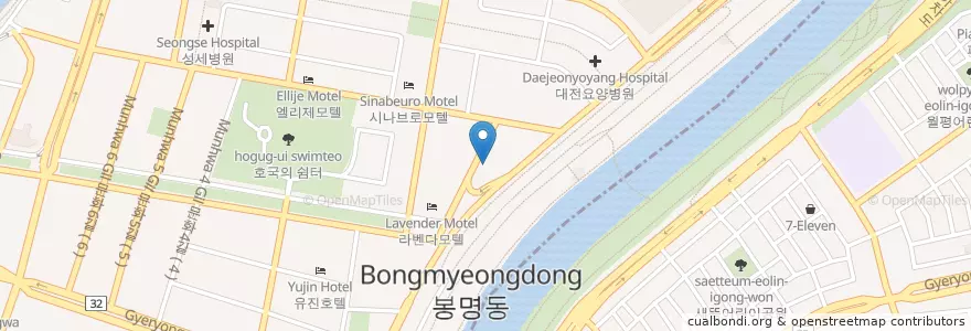 Mapa de ubicacion de 자전거주차장 en Südkorea, Daejeon, 유성구, 온천동.
