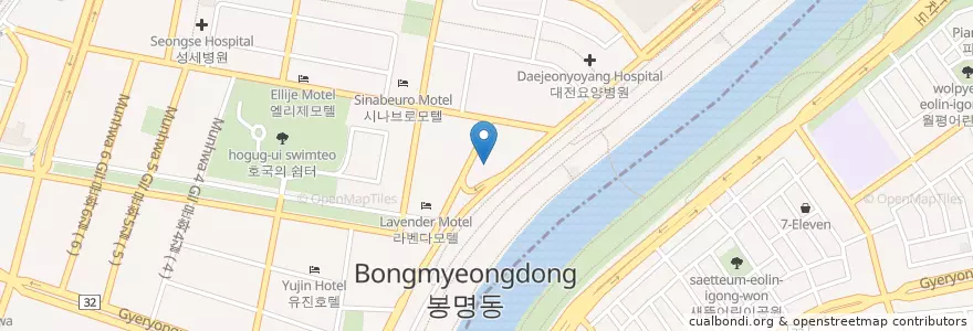 Mapa de ubicacion de 도수센터 en Güney Kore, 대전, 유성구, 온천동.