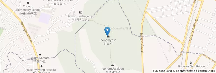 Mapa de ubicacion de 정묘사 en Zuid-Korea, Busan, 부산진구, 양정동.