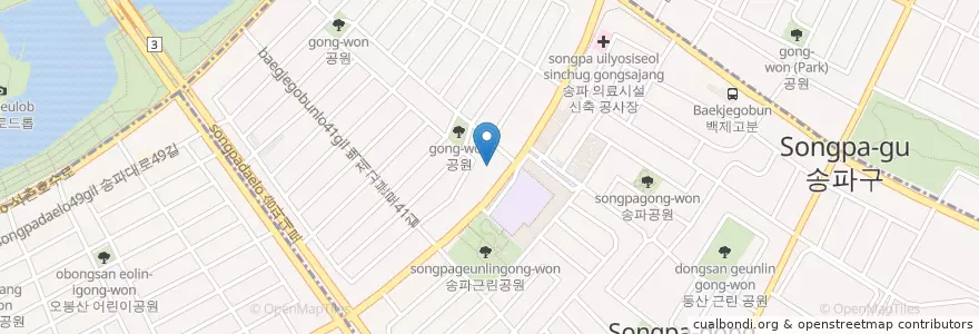 Mapa de ubicacion de 강남힘찬병원 en Corée Du Sud, Séoul, 송파구, 송파1동.