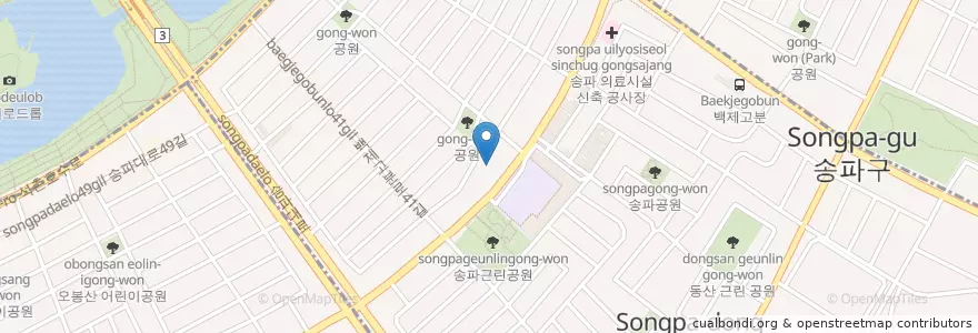 Mapa de ubicacion de 빠른병원 en Güney Kore, Seul, 송파구, 송파1동.