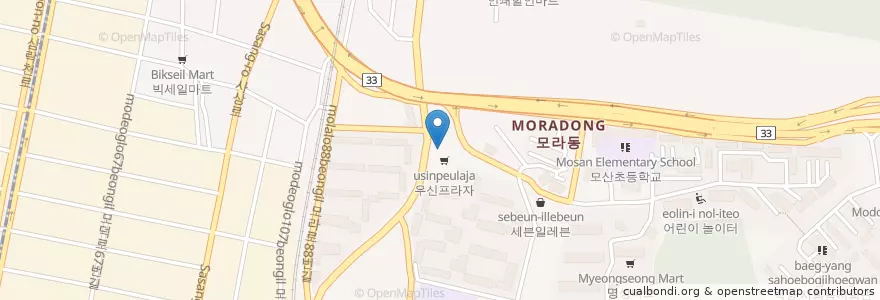 Mapa de ubicacion de 국민은행 en كوريا الجنوبية, بسان, 사상구, 모라동.