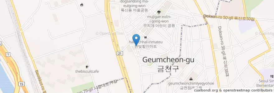 Mapa de ubicacion de 유치원 en South Korea, Seoul, Geumcheon-Gu, Doksan 2(I)-Dong.