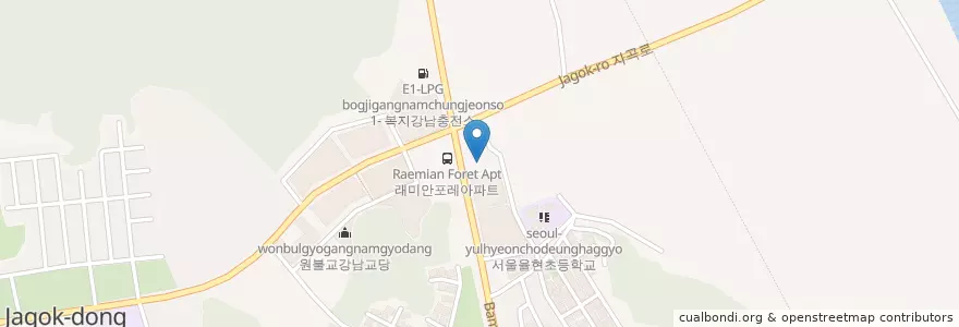 Mapa de ubicacion de 방죽주유소 en 大韓民国, ソウル, 江南区, 세곡동.