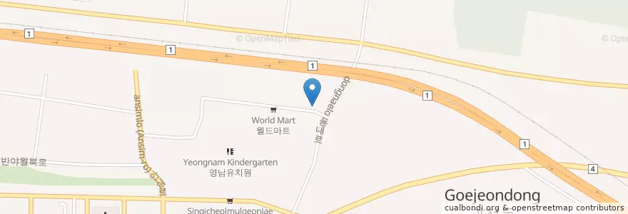 Mapa de ubicacion de 안심교회 en Corea Del Sur, Daegu, 동구, 안심동.