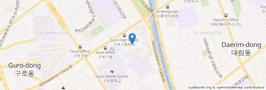 Mapa de ubicacion de 경일교회 en Güney Kore, Seul, 구로4동.