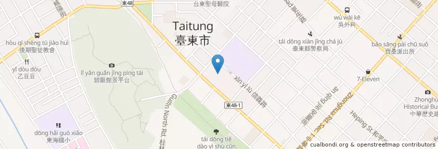 Mapa de ubicacion de 早餐大王 en تایوان, 臺灣省, 臺東縣, 臺東市.