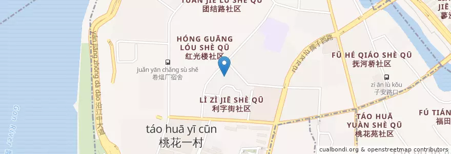 Mapa de ubicacion de 朝阳洲街道 en 中国, 江西省, 南昌市, 西湖区, 朝阳洲街道.