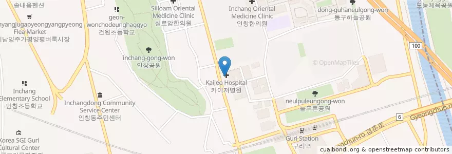 Mapa de ubicacion de 태영교회 en South Korea, Gyeonggi-Do, Guri-Si.