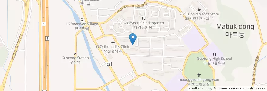 Mapa de ubicacion de 101,102,103 지하 주차장 en Zuid-Korea, Gyeonggi-Do, 용인시, 기흥구.