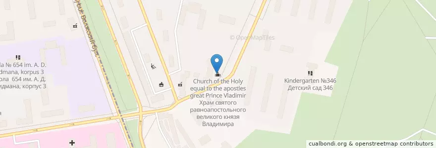 Mapa de ubicacion de Church of the Holy equal to the apostles great Prince Vladimir en Russia, Central Federal District, Moscow, South-Eastern Administrative Okrug, Kuzminki District.