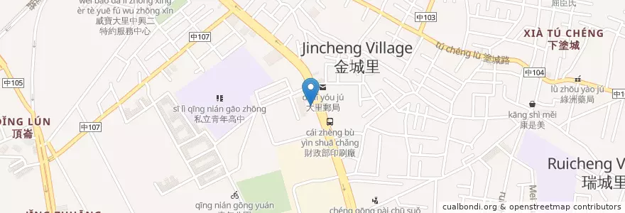 Mapa de ubicacion de Subway en 타이완, 타이중 시, 다리구.