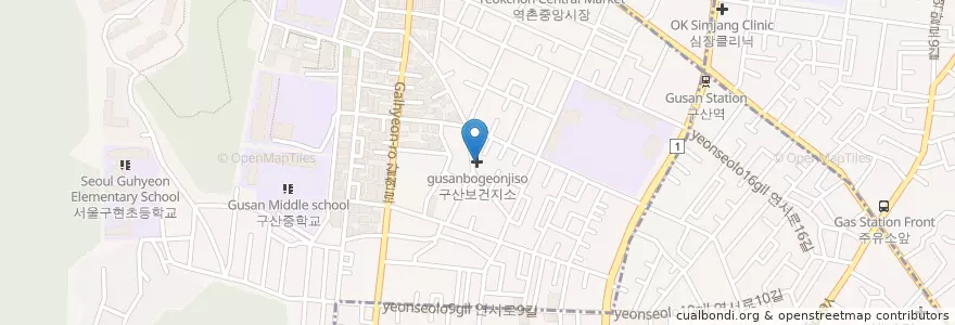 Mapa de ubicacion de 구산보건지소 en Coreia Do Sul, Seul, 은평구, 구산동.