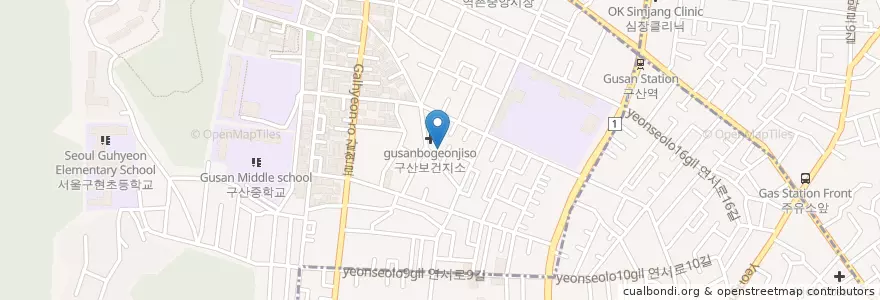 Mapa de ubicacion de 구립구산동도서관마을 en Südkorea, Seoul, 은평구, 역촌동, 구산동.