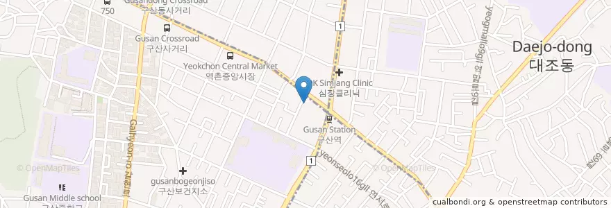 Mapa de ubicacion de 황칠나라 강강수올래 en Korea Selatan, 서울, 은평구, 구산동.