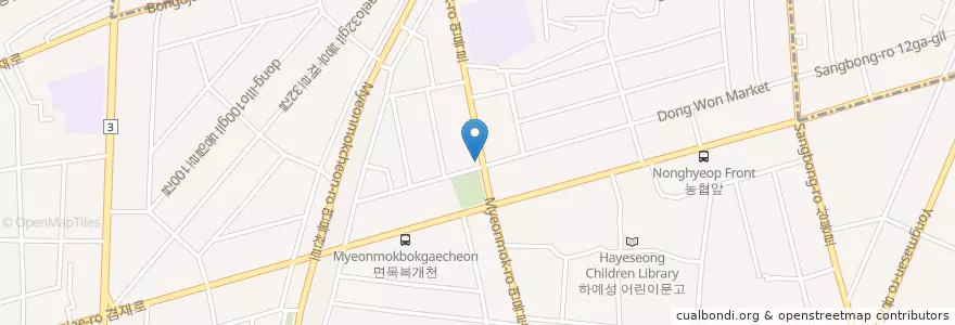 Mapa de ubicacion de 롯데리아 면목중앙점 en Südkorea, Seoul, 중랑구, 면목본동.