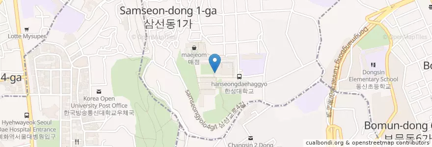 Mapa de ubicacion de 팥고당 en 대한민국, 서울, 성북구.