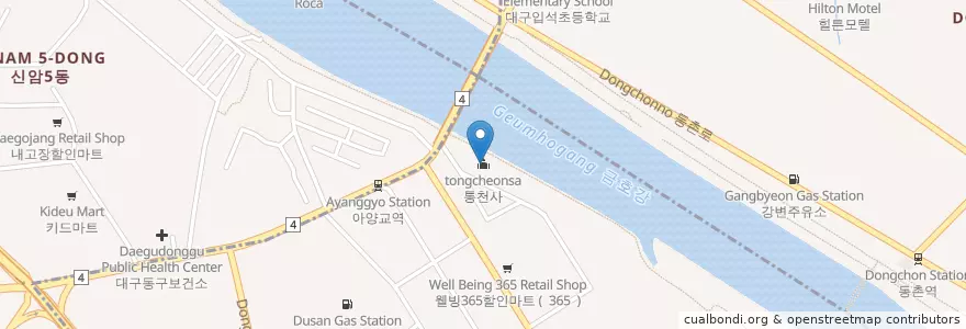 Mapa de ubicacion de 통천사 en 대한민국, 대구, 동구, 효목동.