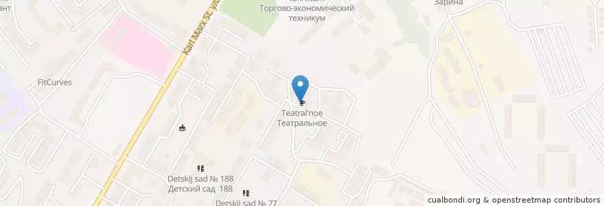 Mapa de ubicacion de Театральное en Rusia, Дальневосточный Федеральный Округ, Хабаровский Край, Городской Округ Хабаровск.