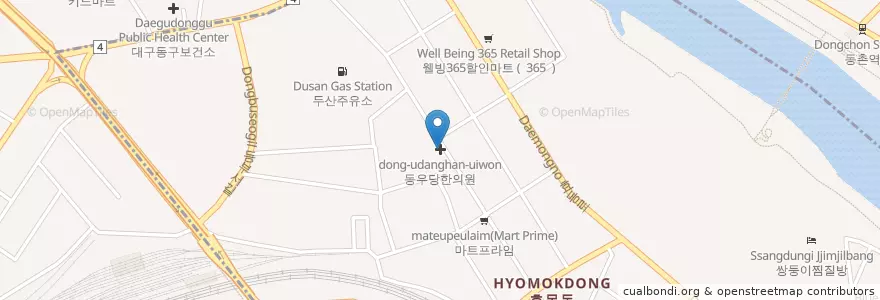 Mapa de ubicacion de 동우당한의원 en Güney Kore, Daegu, 동구, 효목동.