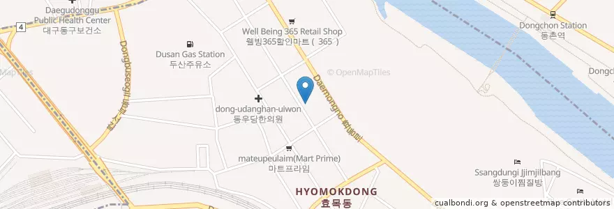 Mapa de ubicacion de 효목중앙교회 en Korea Selatan, Daegu, 동구, 효목동.