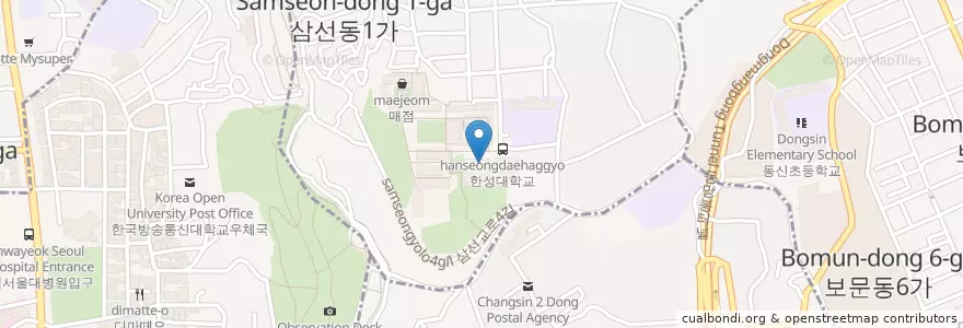 Mapa de ubicacion de 학생식당/매점 en 대한민국, 서울, 성북구.
