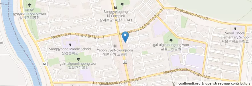 Mapa de ubicacion de 마들웰치과 en كوريا الجنوبية, سول, 노원구.