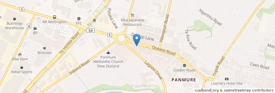 Mapa de ubicacion de Panmure Fish and Chips en New Zealand, Auckland, Maungakiekie-Tāmaki.