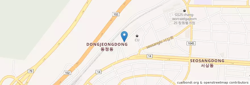 Mapa de ubicacion de 동정교회 en 韩国/南韓, 庆尚南道, 昌原市, 義昌區.