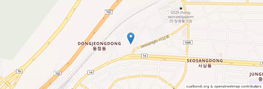 Mapa de ubicacion de 창원결핵과의원 en Corea Del Sur, Gyeongsang Del Sur, 창원시, 의창구.
