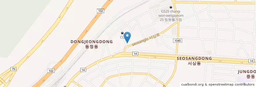 Mapa de ubicacion de 신동정약국 en 大韓民国, 慶尚南道, 昌原市, 義昌区.