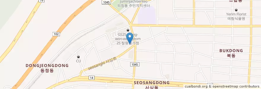 Mapa de ubicacion de 창원감리교회 en Güney Kore, 경상남도, 창원시, 의창구.